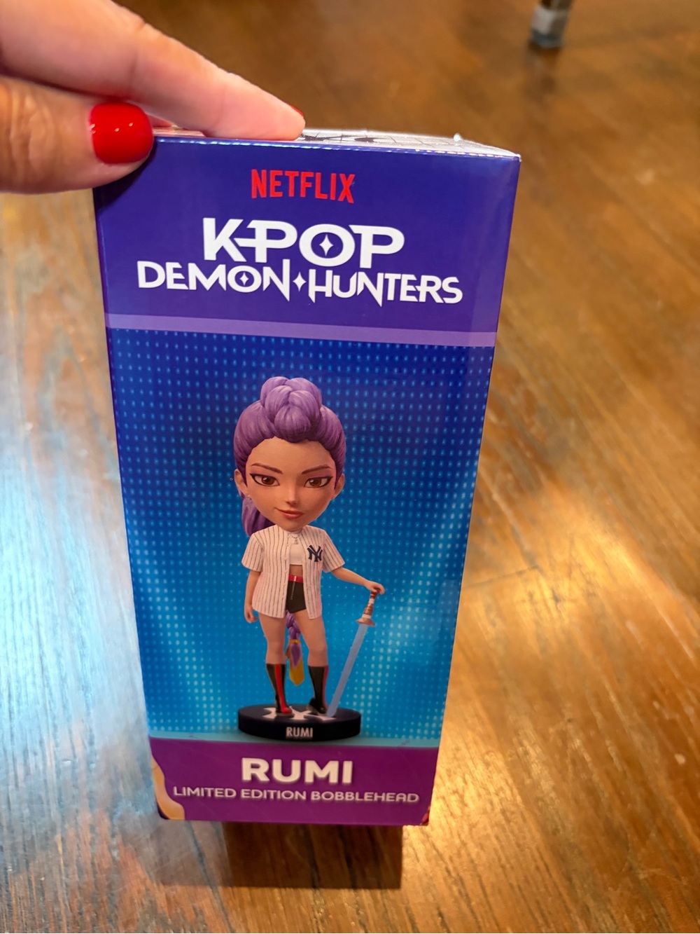 NY Yankees Netflix K-Pop Demon Hunters Rumi bobble head  with Purple Hair